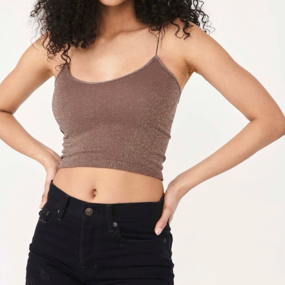 FREE PEOPLE Skinny Strap Brami / Mink Sparkle XS/S